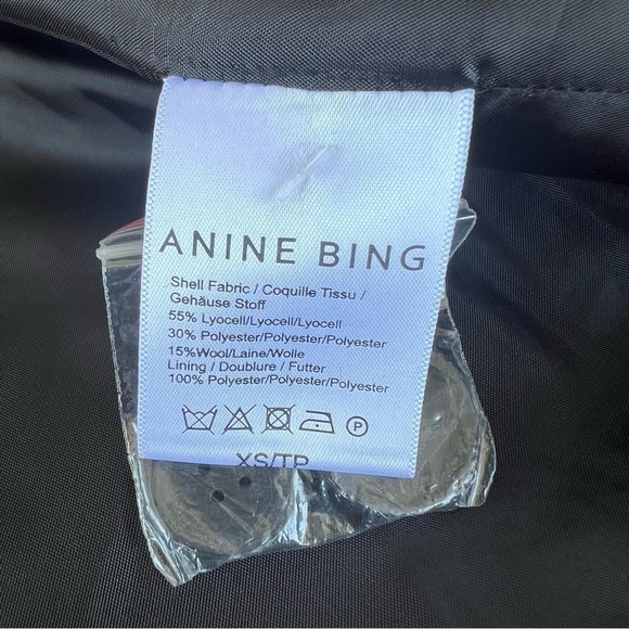 ANINE BING Fishbone Blazer Wool Blend Relaxed Fit Women’s XS Black/Green/White - Picture 15 of 15